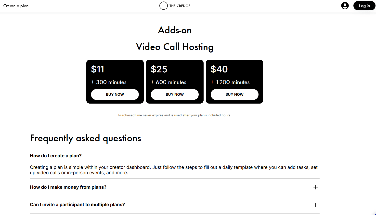 The Credos video call add-ons interface